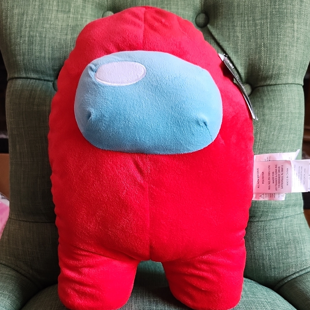 Among Us Red Plush Toy with Blue Accent